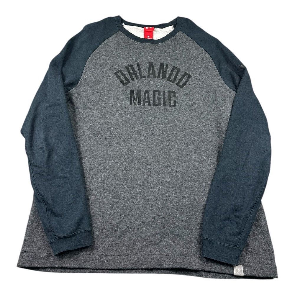 Nike NBA Orlando Magic Gray Spellout Side Zip Cotton Crewneck Sweater Mens XL